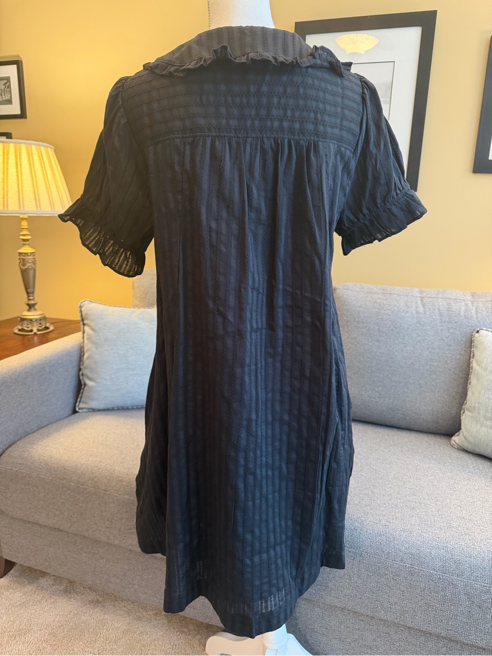 Pilcro NWT Black Button-Front Short Sleeve Dress with Peter Pan Collar - Picture 4 of 8